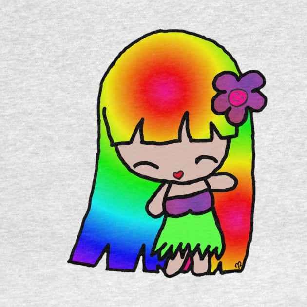 Kawaii Rainbow Hula Girl by Crazytrain77